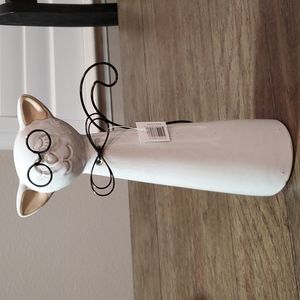 Sagebrook Home Ceramic Cat with Glasses Figurine